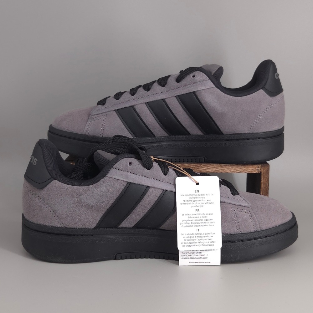 Adidas Grand Court Alpha 00s Mens 7 Grey Black Suede Sneakers‎ Y2K Retro JP7632